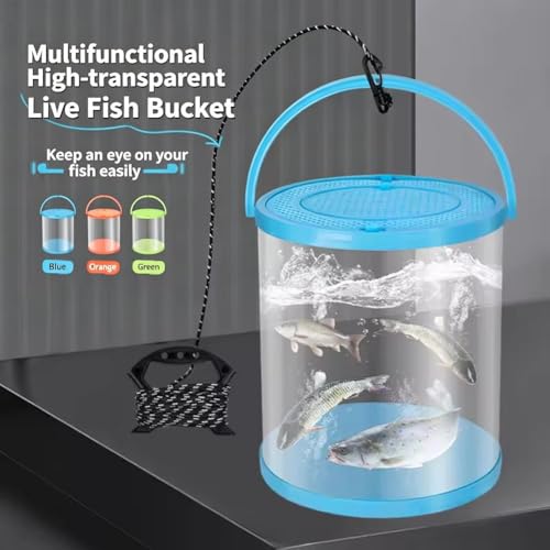 Catch Plastic Beach Aquarium, Foldable Small Aquarium, Plastic Portable Fish Tank with Lid, Clear Fish Transport Container Fishing Bucket, Great Concept for Catching and Release Critters