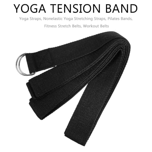 Black Polyester Cotton Xmas Yoga Stretching Strap 3.2m for Yoga Workout