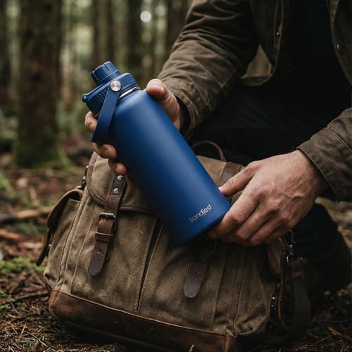 Insulated Stainless Steel Water Bottle 32oz, Vacuum Chug Lid Travel Tumbler for Men Friends Dad Brothers, Birthday Christmas Fathers Day (Royal Blue) - color: Solid Color 1