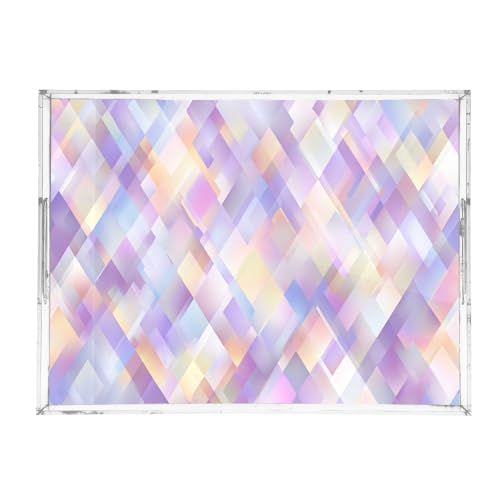 Acrylic Tray Clear Serving Vanity Ottoman Bathroom Coffee Table Countertop Organizer Raised Edge Spill Proof Iridescent Purple - color: Iridescent Purple