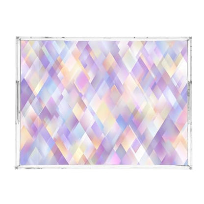 Acrylic Tray Clear Serving Vanity Ottoman Bathroom Coffee Table Countertop Organizer Raised Edge Spill Proof Iridescent Purple - color: Iridescent Purple