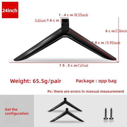 Universal TV Stand Legs for 24-27Inch TVs | 2 Pack Replacement TV Feet with Screws | Easy Install Plastic Mounting Brackets, Black Tabletop Base Stand(Check Holes Fit)
