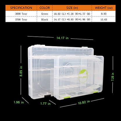 Fishing Tackle Boxes - 3600 3700 Tackle Box Plastic Storage Organizer Box with Removable Dividers - 2packs/4packs Tackle Trays - Included 2pcs of Extra Clip