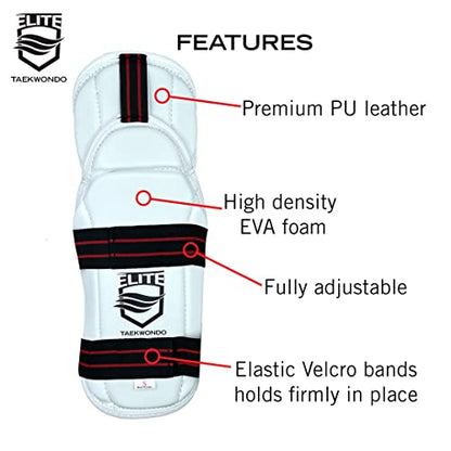 ELITE – Taekwondo Forearm & Elbow Guard. Kids & Adults Sizes (TKD Protector) - Comfortable, Lightweight, & Protective - size: Xtra Small