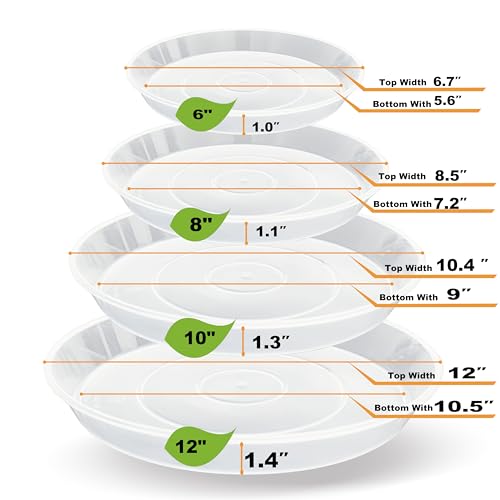 20 Pack Plant Saucer Tray (6 8 10 12 inch), Plant Saucers for Indoors Outdoor, Plastic Heavy Duty Drainage Drip Water Trays for Planter Pots Flower, Clear Pot Saucers Trays for Plants