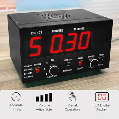 McbeAn Classic Boxing Interval Timer, Professional Gym Timer with 1-12 Challenge Rounds and Adjustable Buzzer Alarm, 30S-10min Training and 0/30/60S Rest Time, Cycle Repetitions, for MMA/Kickboxing - color: Green