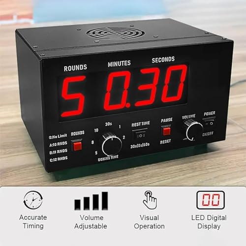 Professional Gym Timer,Classic Boxing Interval Timer, with 1-12 Challenge Rounds and Adjustable Buzzer Alarm, 30S-10min Training and 0/30/60S Rest Time, Cycle Repetitions, for MMA/Kickboxing - color: Green