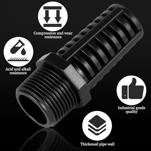 3 Pcs Threaded Suction Overflow Strainer, 3/4 Inch Screen Strainer, High Impact Resistant Gray Black PVC, Drain Fitting Connectors for Fish Aquariums and Permeable Vent Cap for Aquarium