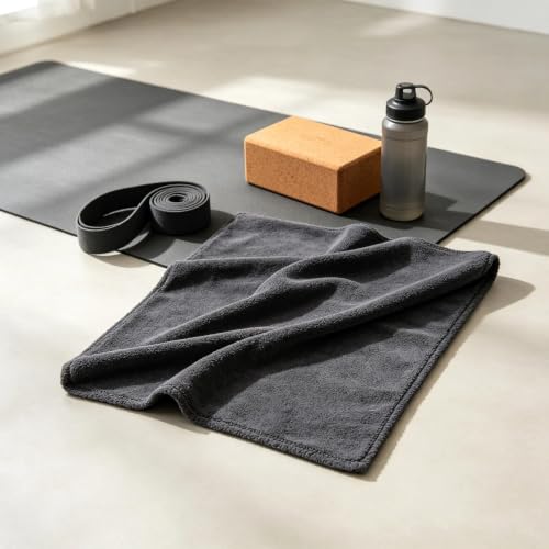 1 Pack Super Soft Microfiber Gym Towel - Absorbent Sports Sweat Towel for Fitness & Workout (Grey)