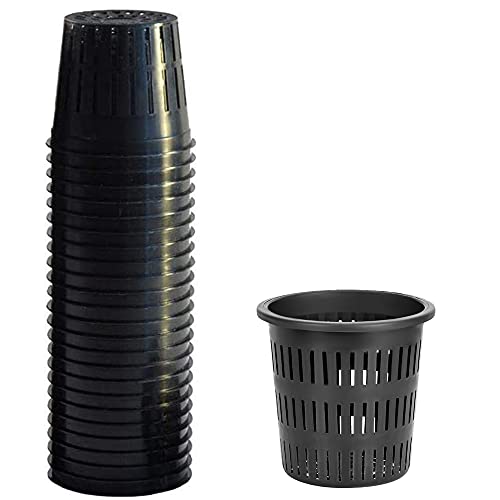 5 Inch Net Cups (12 Pack), Net Pots for Hydroponics, Orchids Mesh Baskets Pots Heavy Duty Hydroponics Supplies with Wide Lip - size: 5 Inch