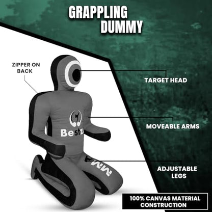MMA Grappling Dummy- Brazilian Jiu Jitsu Dummy Wrestling Grappling BJJ Dummy, Judo Punching Bag Throwing Dummy for Karate, Boxing Training Gray-UNFILLED - size: 59 in (5FT)