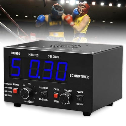 Professional LED Gymnastics Interval Timer – Boxing Workout Timer with Custom Cycle Reps, Adjustable Interval Settings & Clear Display for Gym Training(Blue) - color: Blue