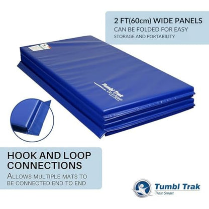 Tumbl Trak Gymnastics Folding Tumbling Panel Mat - color: Royal Blue, size: 4'x8'x2"