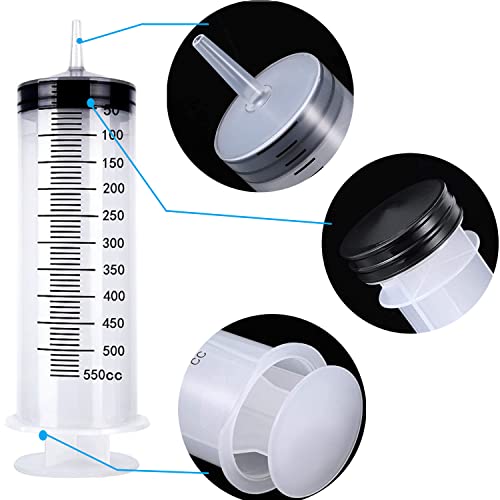 500ml Large Plastic Syringe with Measurement for Scientific Labs, Watering Plants, Liquids Dispensing and Refilling, Individually Sealed Wrapped