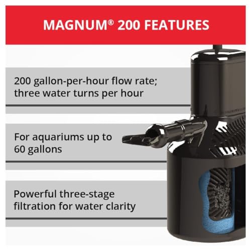 Marineland Magnum 200 Polishing Internal Canister Filter for 60 Gallons, Crystal Clean Water