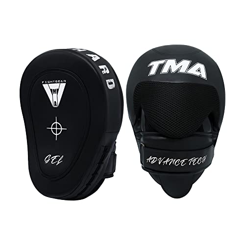 TMA Curved Focus Pads Mitts,Hook and Jab,Punch Bag Kick Boxing Muay Thai MMA US - color: Black