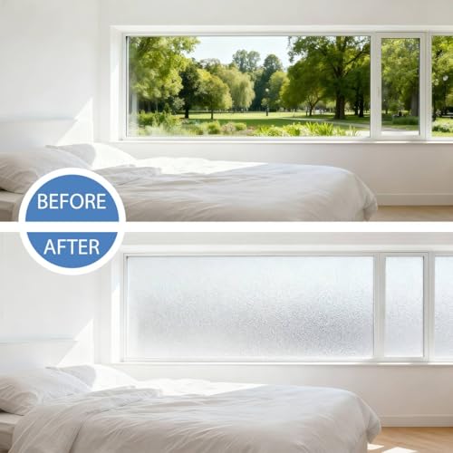 Decorative Static Cling Frosted Window Privacy Film - Anti-UV Heat Anti-Glare, Removable and Reusable Privacy Window Film for,Family,bathrooms,Offices,17.5 x 78.74Inch - size: 17.5inch x 78.74inch