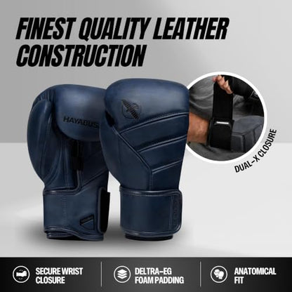 Hayabusa T3 LX Leather Boxing Gloves - color: Indigo, size: 14oz