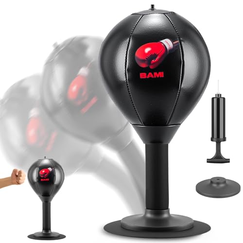 Desktop Punching Bag, Small Relaxing Punch Rage Bag Stress Relief with Upgraded Strong Suction Cup & All-Around Foam Protect Spring, Portable Tabletop Boxing Ball for Adult Youth Office Friends Home - color: Red