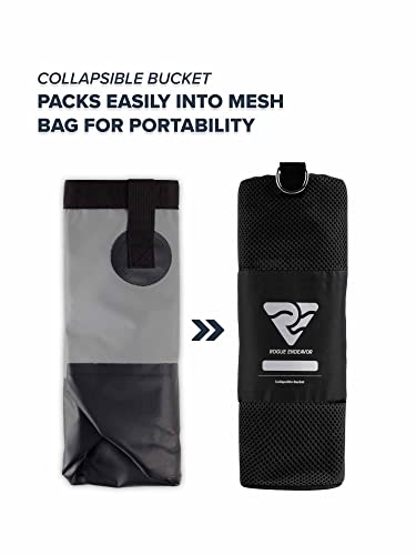 Heavy Duty Collapsible Bucket 3 Gallon (15L), Mesh Bag, Beach and Salt Water Ready, Durable Reinforced Design with Metal Hardware (Black 3 Gallon (15L))