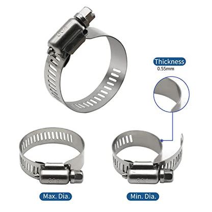 10 Pack Stainless Steel Hose Clamps, 1-1/2 inch to 2-1/2 inch Worm Gear Metal Hose Clamps for Pipe, Dryer Repair, Tubing and Fuel Line - size: 1-1/2" ~ 2-1/2"