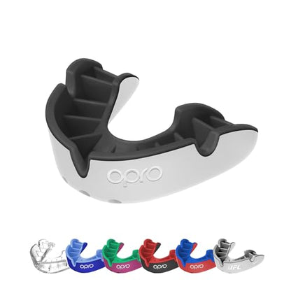 OPRO Silver Level Moldable Mouth Guard, Essential Fit White/Black - color: White/Black, size: Youth (Under 10)