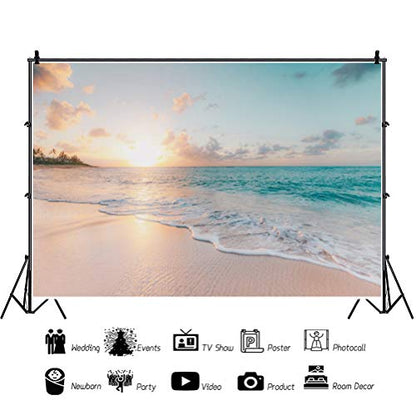 3x2m Sea Beach Backdrop Seaside Beach Sunrise Sea Wave Outdoor Scenery Wedding Photography Backdrops for Photo Shoots Party Adult Personal Portrait Photo Background Studio Props