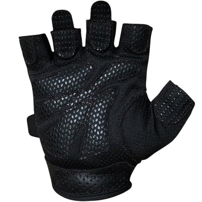 Meister Women's Fit Grip Weight Lifting Gloves w/Washable Amara Leather - color: Black, size: Medium