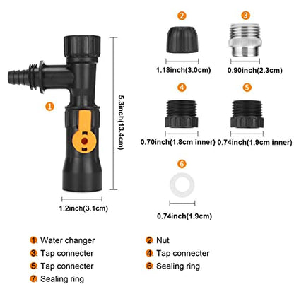 Fish Tank Water Changer,Siphon Fish Tank Vacuum Gravel Cleaner Aquarium Quick Water Changer with 2 Faucet Adapters for Aquarium Quick Water Change, Black