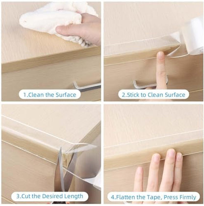 2Pack Clear Edge Protector Strip, 0.8in x 6.56FT(13.12FT Total), Sharp Edge Wrap Cover Tape, Self Adhesive Protective Corner Bumper Guards for Cabinet Door Desk Glass Table Furniture, Countertop - size: 2Pack x 0.8in x 6.56FT(13.12FT Total)