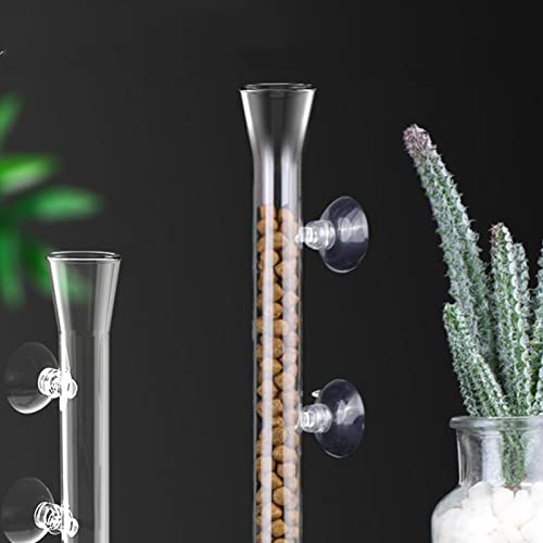 250mm Glass Aquarium Shrimp Feeding Tube Aquarium Clear Fish Food Feeder Tube for Fish Tank with 2pcs Suction Cups - size: 250mm