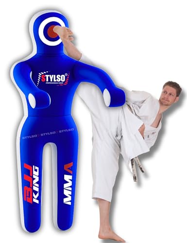 Unfilled Grappling Dummy – Adult Life Size Wrestling & BJJ Training Dummy, MMA Jiu Jitsu Judo Takedown & Throwing Practice, Heavy-Duty Triple-Stitched Canvas Submission Dummy - color: Blue, size: 6ft / 72"