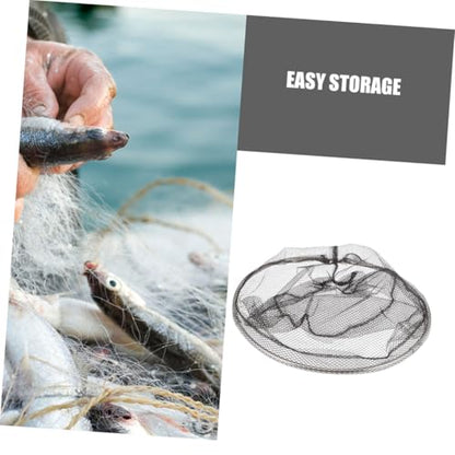 IMIKEYA 4pcs Foldable Fishing Net Heads Stainless Steel Replacement Mesh Deep Round Landing Nets for Freshwater and Saltwater Anglers