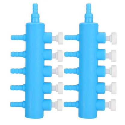 Fishtank Air Splitter, 2pcs Aquarium Air Flowing Control Lever Valve Pipe Distributor Aquarium Oxygen Pump Adapter Accessory Air Flow Splitter Pump Lever Control Valve for Aquarium Fish Tank(5 Way)