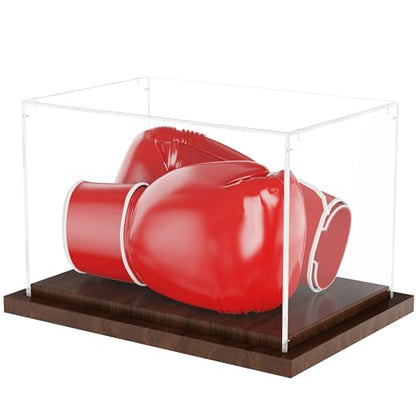 VGMiu Boxing Glove Display Case with Wood Base Acrylic Boxing Glove Case - size: Boxing Glove Case