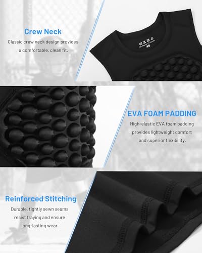 Blueleaf Youth Baseball Chest Protector Padded Compression Sleeveless Shirt Rib Heart Sternum Guard Softball Football - color: Black, size: Small