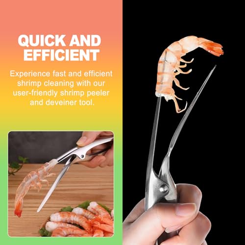 2 Pack Shrimp Deveiner Tool - Stainless Steel Shrimp Peeler and Cleaner Knife - Professional Seafood Prawn Peeling Gadget for Kitchen Preparation, Lobster, and Crab