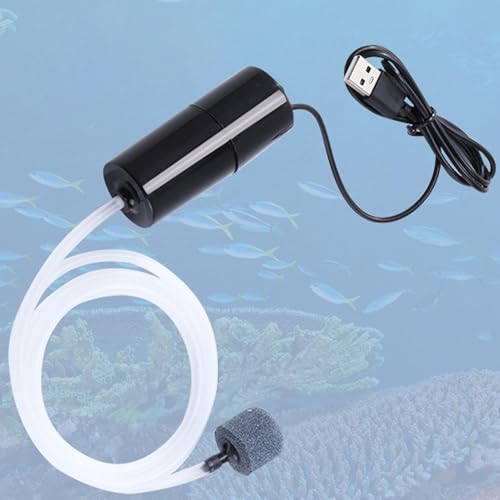 5V Water Pump | Mute Aquarium Pump with Uniform Air Bubble - 5V USB Water Small Oxygenator for Small Fish Farming Fish Tank - color: Black