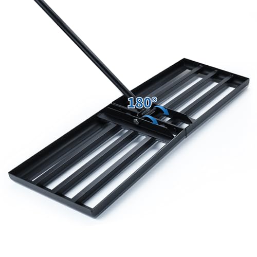 Lawn Leveling Rake 30"x10" - Heavy Duty Stainless Steel Lawn Leveler Tool with 5FT Long Handle, Smooth Edge Soil Leveler for Dirt, Sand, Grass, Backyard & Garden Landscaping
