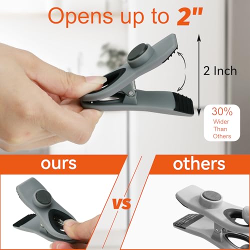 Chip Clips, Magnetic Bag Clips with Air Tight Seal for Food Storage, 12 Pieces (Gray) - color: 12pcs Gray