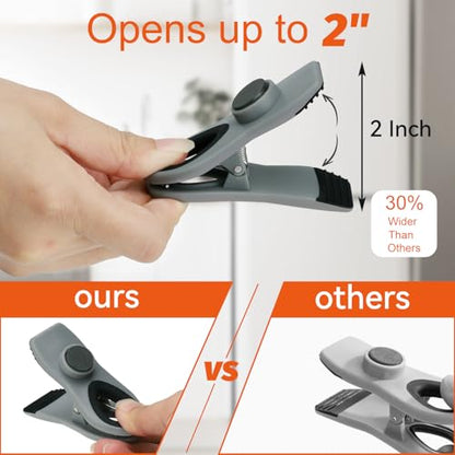 Chip Clips, Magnetic Bag Clips with Air Tight Seal for Food Storage, 12 Pieces (Gray) - color: 12pcs Gray