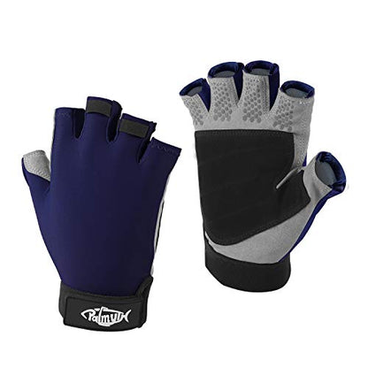 Palmyth UV Fishing Gloves Sun Protection Fingerless Kayaking Glove Men Women UPF 50+ SPF for Sailing, Hiking, Paddling, Canoeing, Rowing, Driving - color: Navy Blue, size: XX-Large