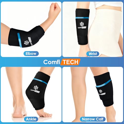 ComfiTECH Dual-Gel Elbow Ice Pack Wrap for Arm, Knee & Calf, L | Multi-Use Ice Sleeve with 30-Min Cooling for Tennis Elbows, Golfers Arm, Reusable Cold Compression for Muscle Relaxation - size: L-Dual-Gel