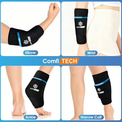 ComfiTECH Dual-Gel Elbow Ice Pack Wrap for Arm, Knee & Calf, L | Multi-Use Ice Sleeve with 30-Min Cooling for Tennis Elbows, Golfers Arm, Reusable Cold Compression for Muscle Relaxation - size: L-Dual-Gel