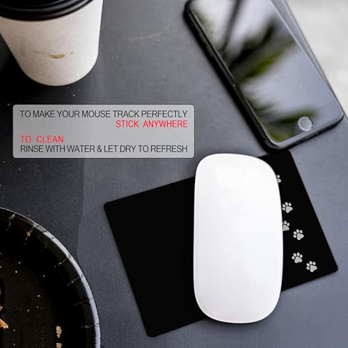 Mouse Pad Adhesive Bottom - Sticks to Any Surface - Portable - Webcam Covers Included (2 Pack - Dog PAW) - color: 2 PACK - DOG PAW