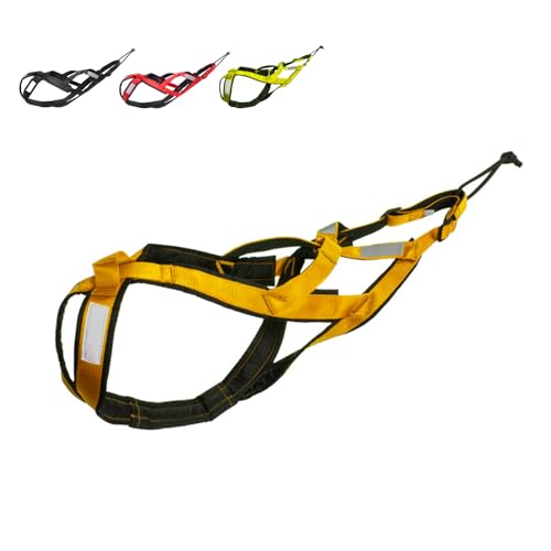 Dog Sled Harness Waterproof Nylon with Reflective Strips Durable Running Harness for Large Dogs (Yellow, M) - color: Yellow, size: M