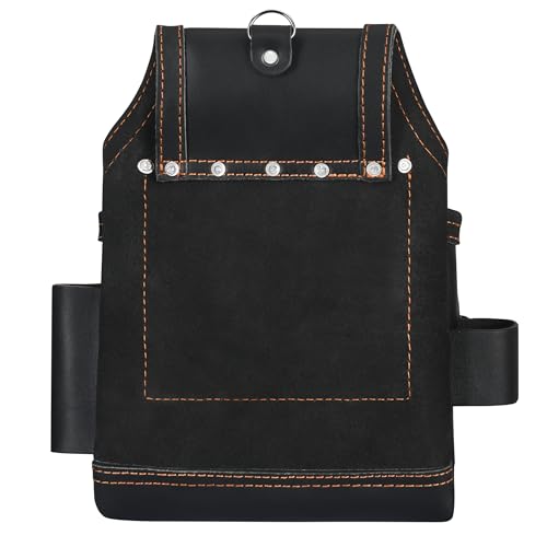 Daisy Leather Tool Bag Pro 505 Premium Leather Oil Tanned 13 Pockets with Speed Square Pocket Multi-Purpose Tool Organizer for Handyman Carpenter Electrician Construction Farmers X-Large… - color: Black
