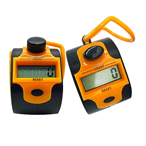 Tally Counter Digital LCD Electronic Handheld 5-Digit Number Count Clicker - color: Orange