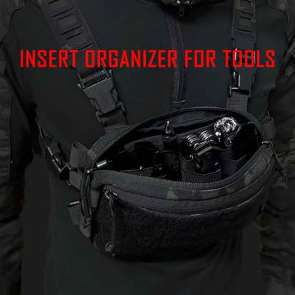 6 Piece Tactical Bag Insert Pack, Modular Elastic Loop Panel Organizers Pouch Insert Attachment with Hook Backed Fastener for Backpack Accessories
