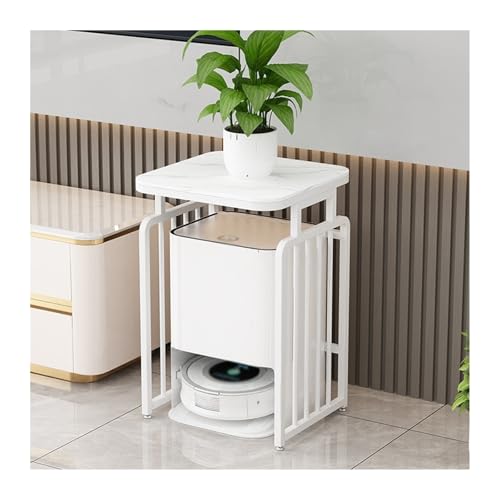 Sweeper Robot Storage Cabinet Sweeping Robot Shelf Storage Cabinet Multifunctional Drinking Fountain Shelf Fish Tank Cabinet Coffee Table Shelf Sweeper Organizer(White,60x40x65cm) - color: White, size: 60x40x65cm